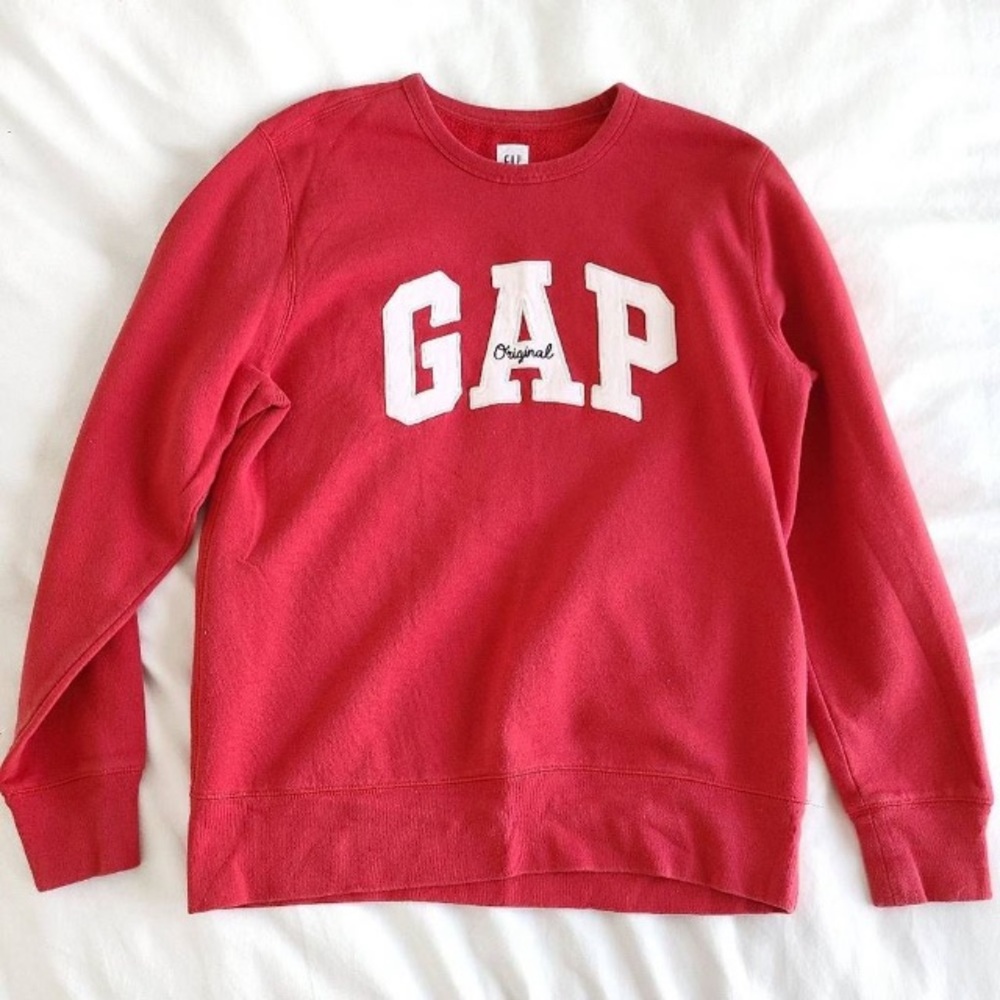 Gap Original Logo Crew Neck Long Sleeve Pullover Sweatshirt Red Large